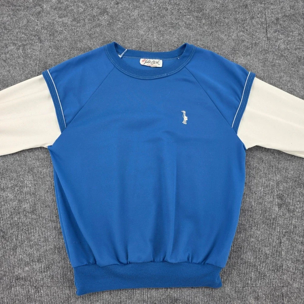 Vintage Julie Girl Blue Tracksuit Set 2 Piece Graphic Top Joggers Made in USA M